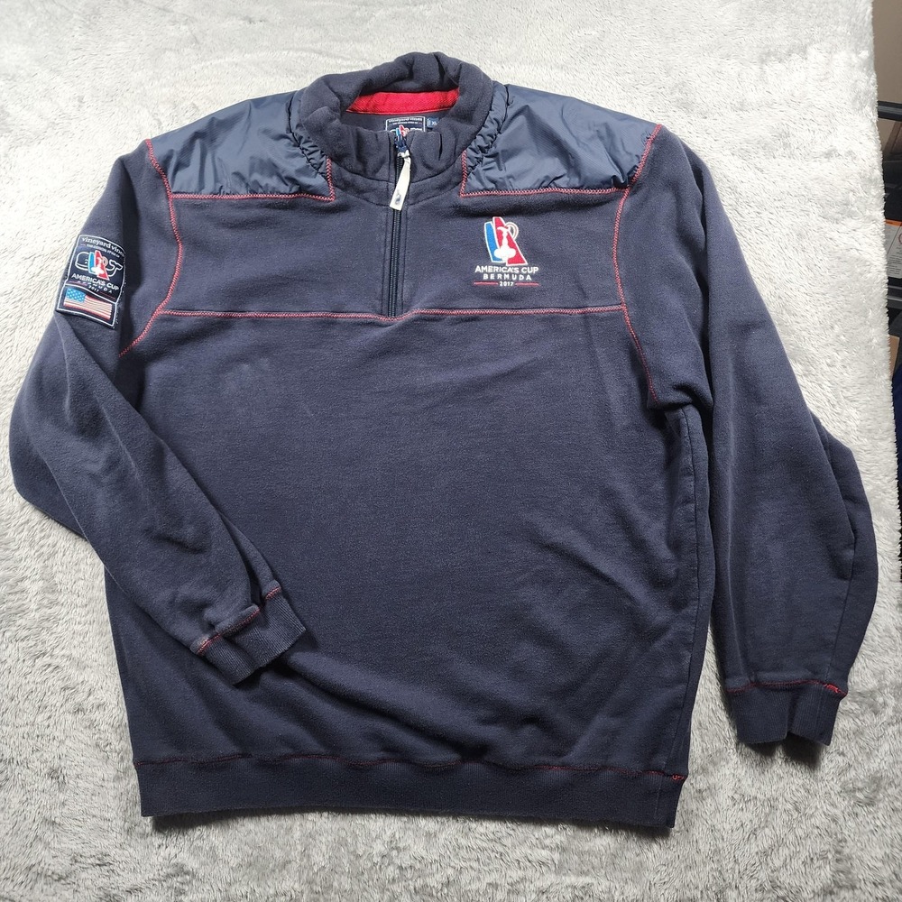 Vineyard Vines Jacket Mens XL Navy 1/4 Zip Fleece America's Cup Bermuda 2017 - Picture 6 of 13